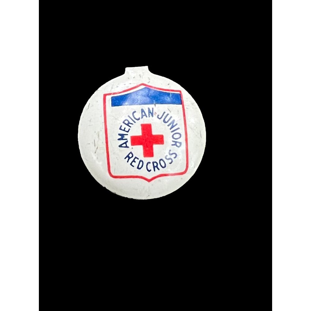 Vintage American Junior Red Cross tab badge button Red White Blue 3/4"